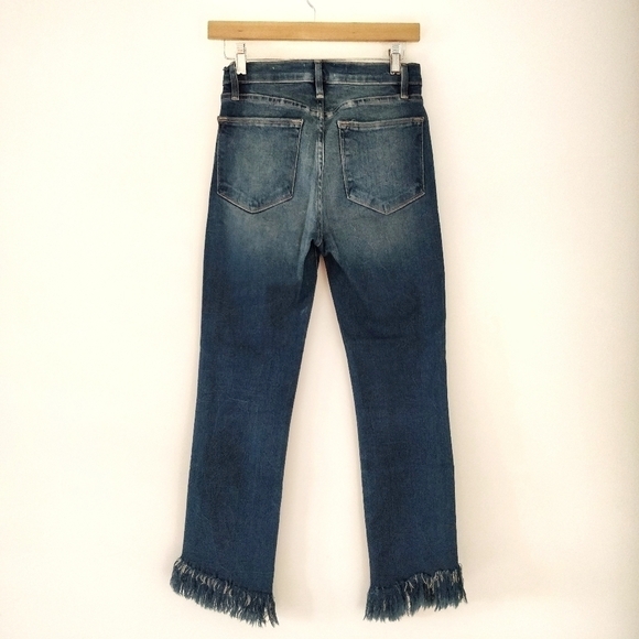 Frame Le High Straight Shredded Hem Jeans Lambeth - Picture 5 of 8